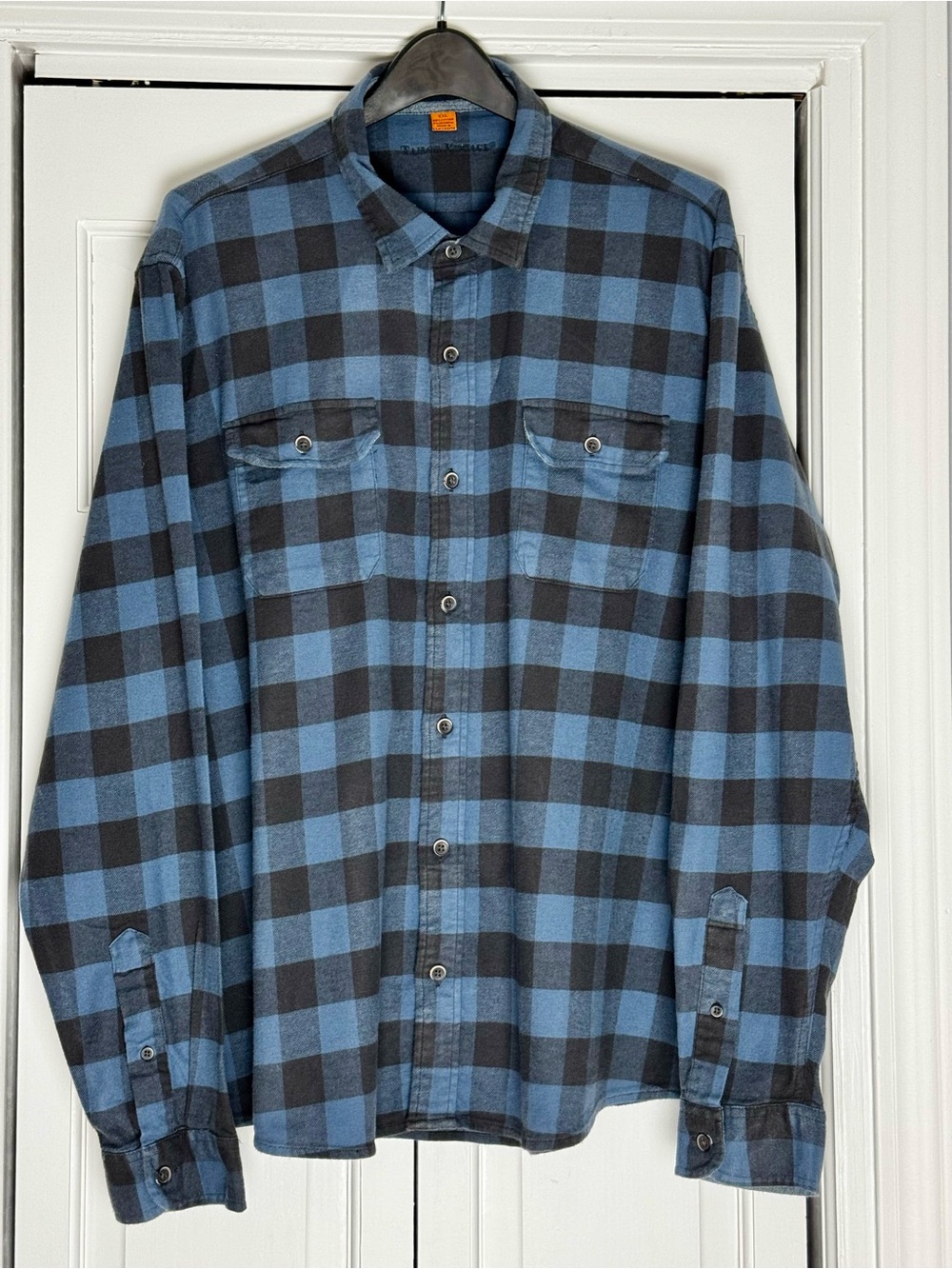 Tailor Vintage Blue & Black Plaid Button-Down Flannel